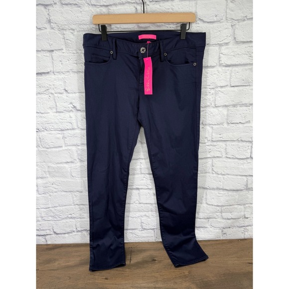 Lilly Pulitzer Worth Skinny Pants Midnight Navy Size 10 NWT Classic Preppy - Picture 2 of 11